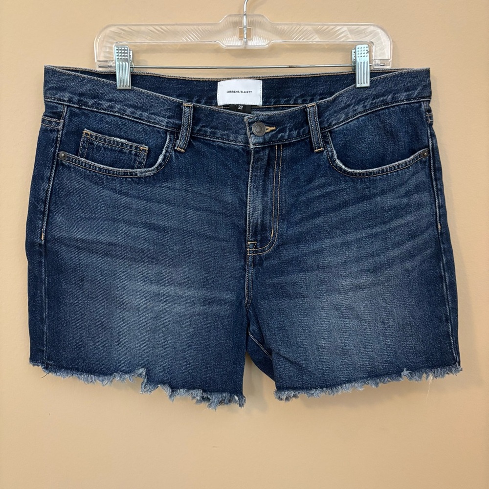 Current/Elliott Denim Jean Shorts cutoff frayed raw hem